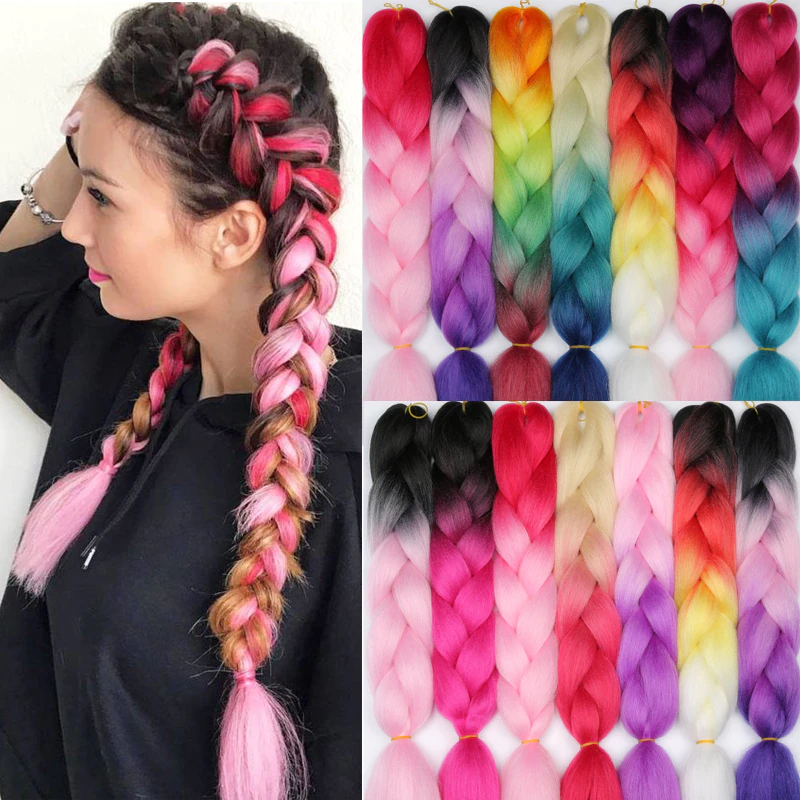 Hair-Extensions Braiding Jumbo Crochet Lisi Hair Synthetic-Hair-Style Pink Pure-Blonde