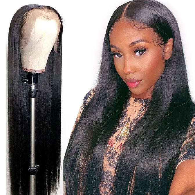 Wig Human-Hair-Wigs Lace-Front Pre-Plucked 180-Density Long 13x6 Straight Brazilian 8-To-30inch