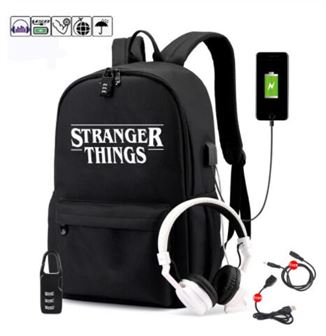 Student Backpack Canvas Luminous-Bag Usb-Charging Stranger-Things Travel Mochila Teenagers