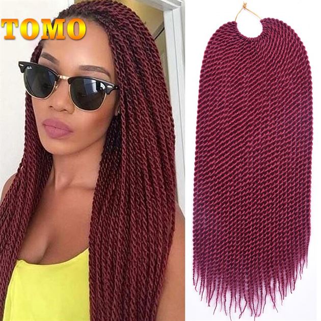 TOMO 30roots Senegalese Twist Crochet Braid Hair Weaves Ombre Synthetic Braiding Hair Extensions Long And Shot Black Brown Red