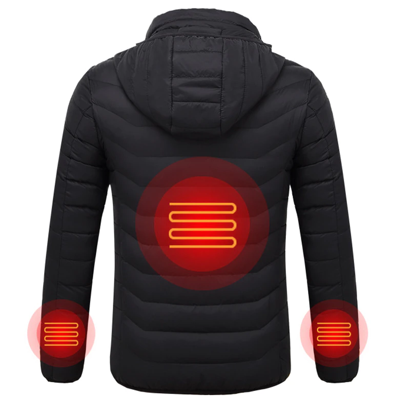 Winter Coat Heated-Jackets Hooded Parka Men Long-Sleeve Heating Electric Men's Outerwear
