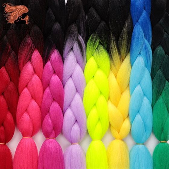 LEGANT MUSES 1PCS 24inch Jumbo Braid Hair Yaki Soft Hair Ombre Crochet Braiding Synthetic