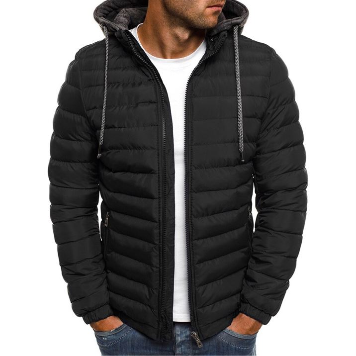 Coat Jacket Light-Weight Winter Parka Hooded Men's Plus-Size Warm Zipper Solid Quality