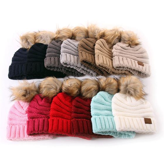 Winter Brand Female Ball Cap Pom Poms Winter Hat for Kids Girl 'S Hat Knitted Beanies Cap Hat Thick Child Skullies Beanies 2019