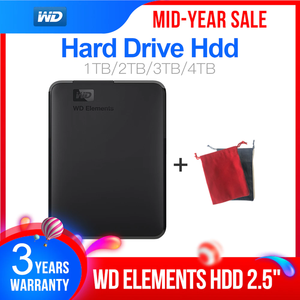 WD External-Hard-Drive Hdd Disco 4TB Externo Wd-Elements Portable 1TB 2TB Duro USB3.0