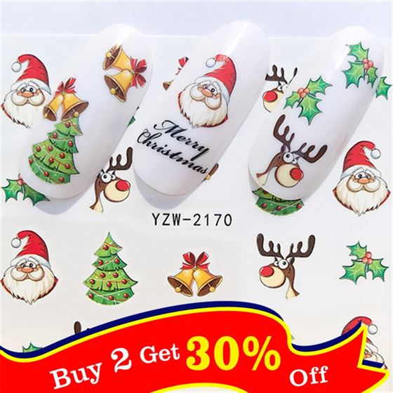 Nail-Decals Transfer-Foil Water-Accessory Christmas-Slider Gift Diy Manicure Xmas Winter