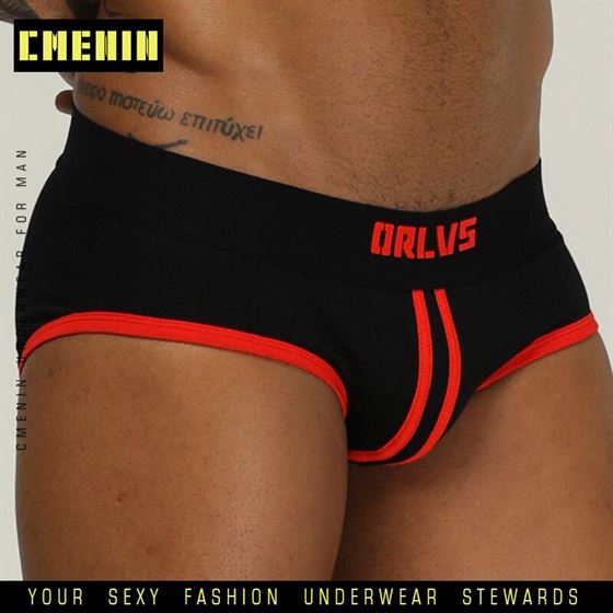 Men's Briefs Underwear Lingerie Fiber Mesh Bamboo Silk Striped Sexy Men Breathable Male