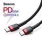 Baseus USB C to USB Type C Cable for Xiaomi Redmi Note 8 Pro Quick Charge 4.0 PD 60W