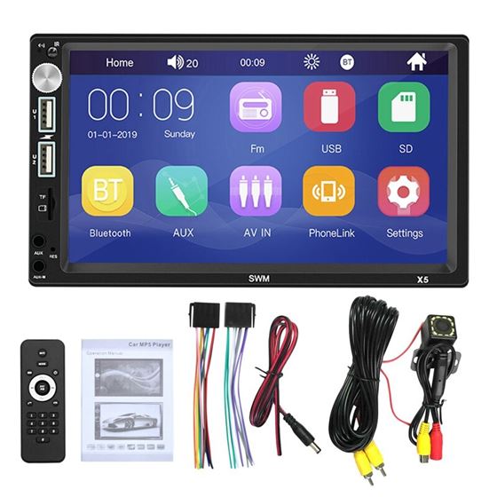 Mp5-Player Din-Head-Unit Bt-Radio Car-Stereo Double-2 Press-Screen USB/AUX 7inch New