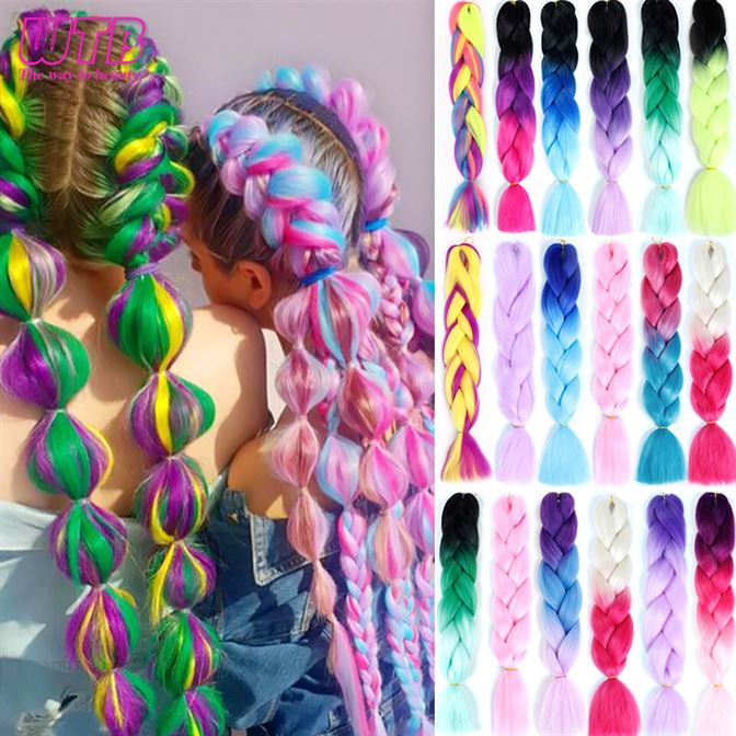 Braiding-Hair Crochet Jumbo Pink Blue Synthetic Ombre Golden African WTB High-Temperature-Fiber