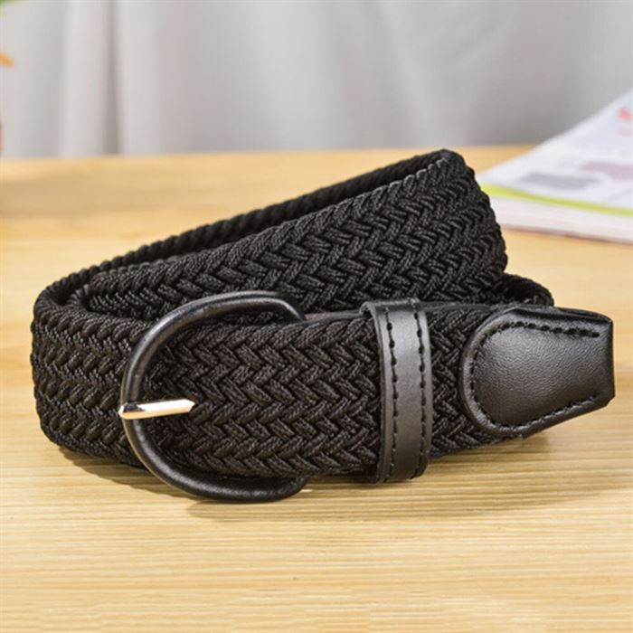 Waist-Belt Buckle Elastic Faux-Leather Casual Women's Woven Unisex Wild Universal-Pin