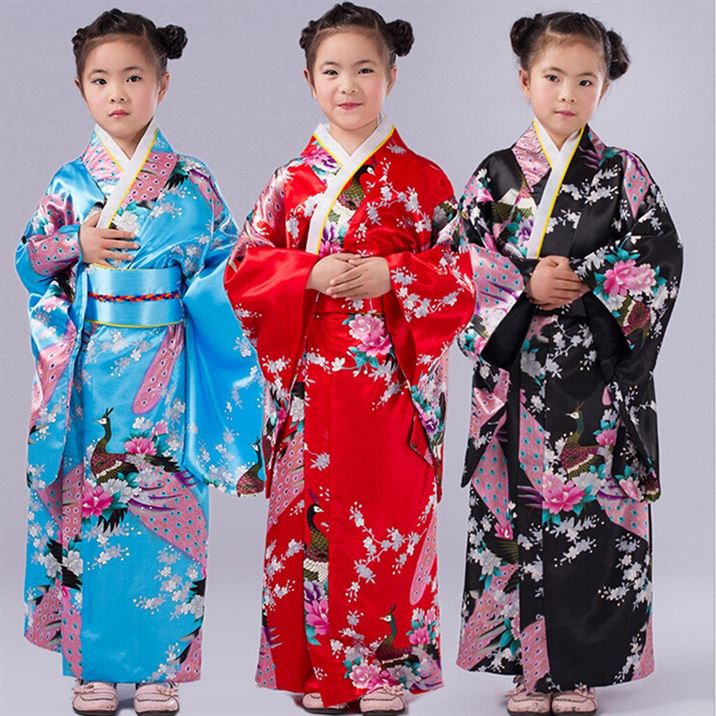 Dress Robe Costume Kimono Performance-Clothing Traditional Japanese Girl Toddler Kid
