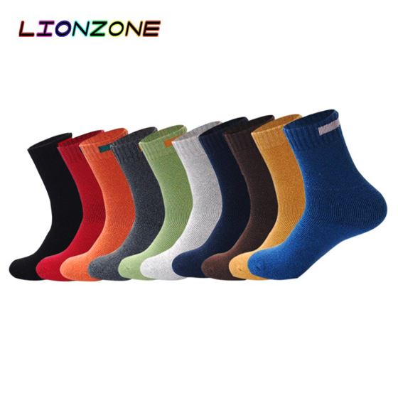LIONZONE Merino-Wool-Socks Sign-Design Cashmere Winter 10-Colors Solid with Cloth Warm