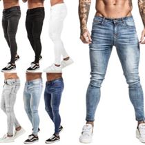 Skinny Jeans Denim-Pants Stretch Elastic-Waist Non-Ripped Big-Size Mens European W36