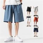  Casual Shorts Men Korean Fashion Solid Short Homme Knee Lengeh Drawstring Short Streetwear Loose Plus Size Shorts