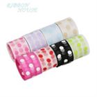 (10 yards/lot) printed organza diy ribbon colored champagne small dots gift wrap decoration ribbons(China)