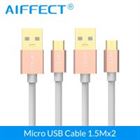 AIFFECT 2 Pieces High Speed Aluminum B Micro USB Cable Micro-USB Standard USB Cord