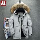 -40 degree Cold Resistant Russia winter Parkas down jacket man genuine fur collar thick warm white duck down men's winter coat(China)