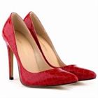 .2018 new fashion sexy pointed crocodile shallow mouth 11CM fine high heel ladies single black red wedding shoes.
