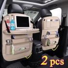 (2 pcs) PU Leather Car Back Seat Organizer Tray Auto Opbergtas Autostoel Organizer Auto Organizer Asiento Almacenaje(China)