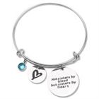 "Not sisters by blood but sisters by heart"Birthstone Bangle Bracelets Stainless Steel Charm Bracelet For Women Friendship Gift(China)