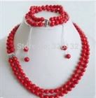 - Nobility jewelry bridal Style set 2 rows 7-8mm red coral