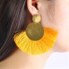  Fashion Fan-Shaped Vintage Tassel Earrings Yellow Drop Earrings Bohemian Earrings Dangle Earrings boucle d'oreille femme 2019